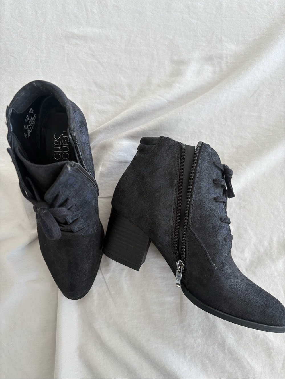 Franco Sarto Marissa Lace Up Ankle Boots Black Size 7